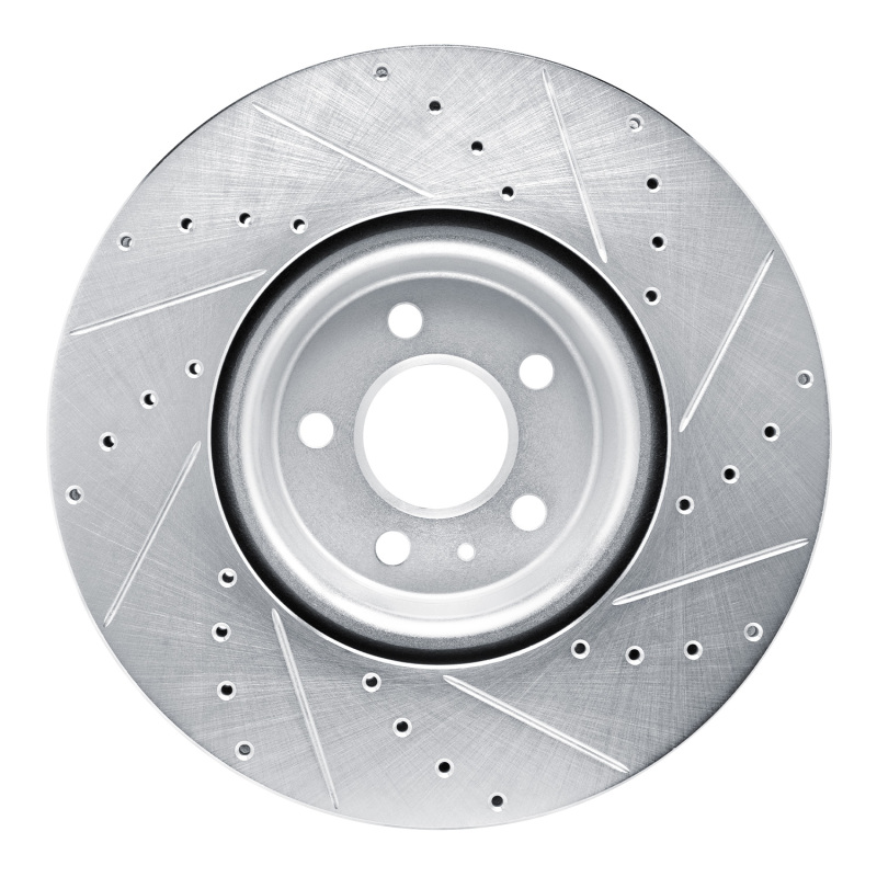 Audi S5 Brake Rotor (1) - Front Left - R1 Concepts - Drilled & Slotted - Silver - `18-`25